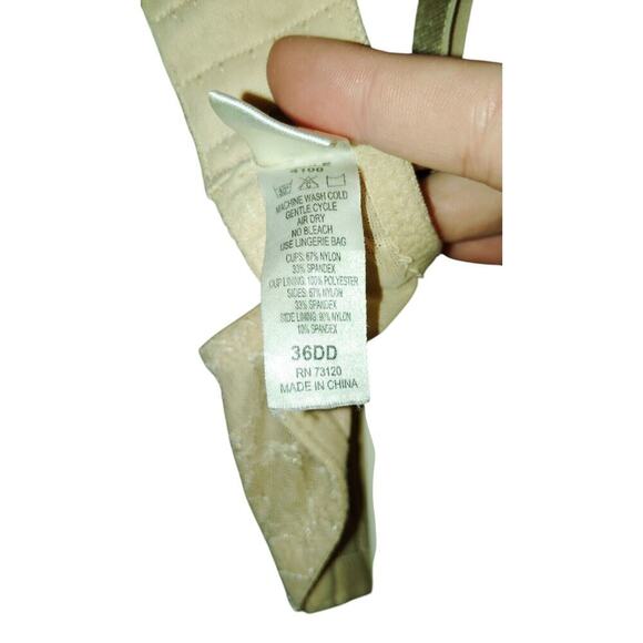 Frederick's Of Hollywood 4100 Bra Beige Latte 36DD Pushup Underwire - Picture 6 of 8